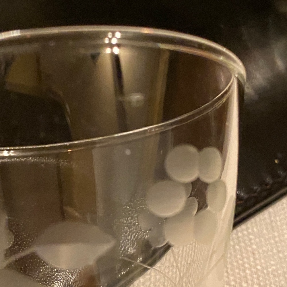Set of 6 Vintage 1950’s/60’s Anchor Hocking ‘Boopie’ 4oz Goblets Floral Etching - Picture 4 of 5